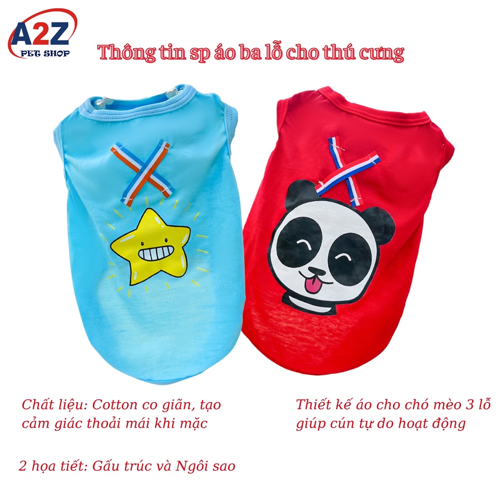 Áo Cho Mèo Chó Loại Áo 3 Lỗ Họa Tiết Dễ thương