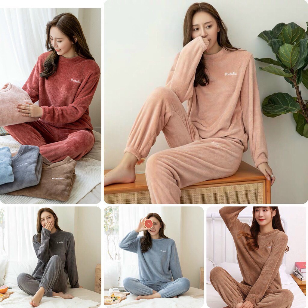Bộ NHUNG DÀI TAY LÓT LÔNG ấm áp cho bạn nữ