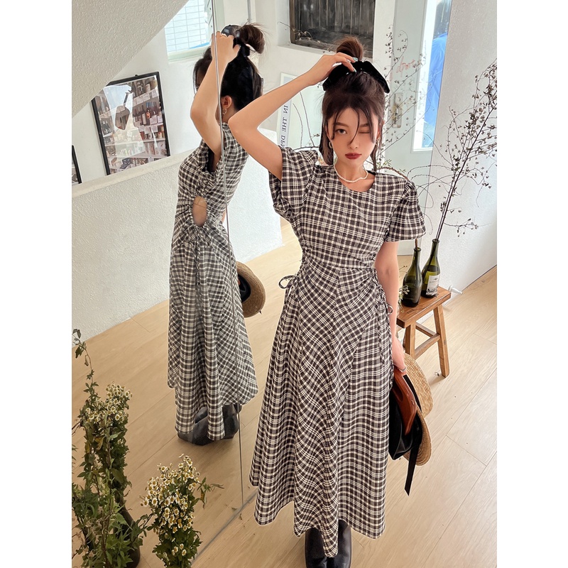 Jane Váy mini caro hở eo Hàn Quốc - váy công sở phá cách năng động ẢNH THẬT CUỐI