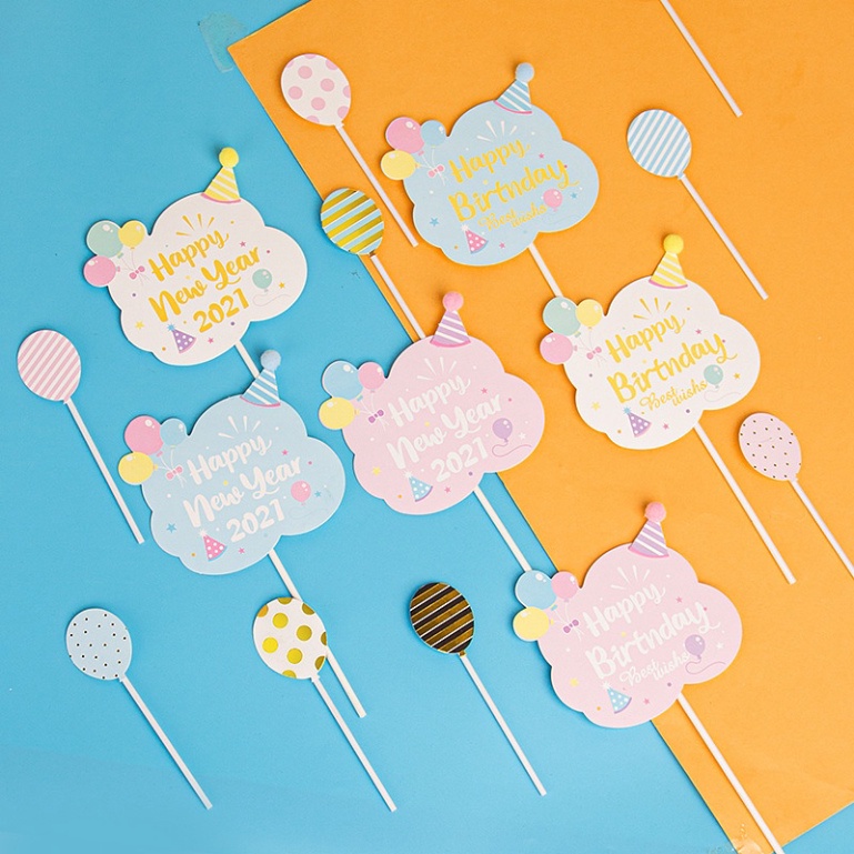 đồ cắm bánh sinh nhật [FREESHIP❤️] que cắm happy birthday nơ bông