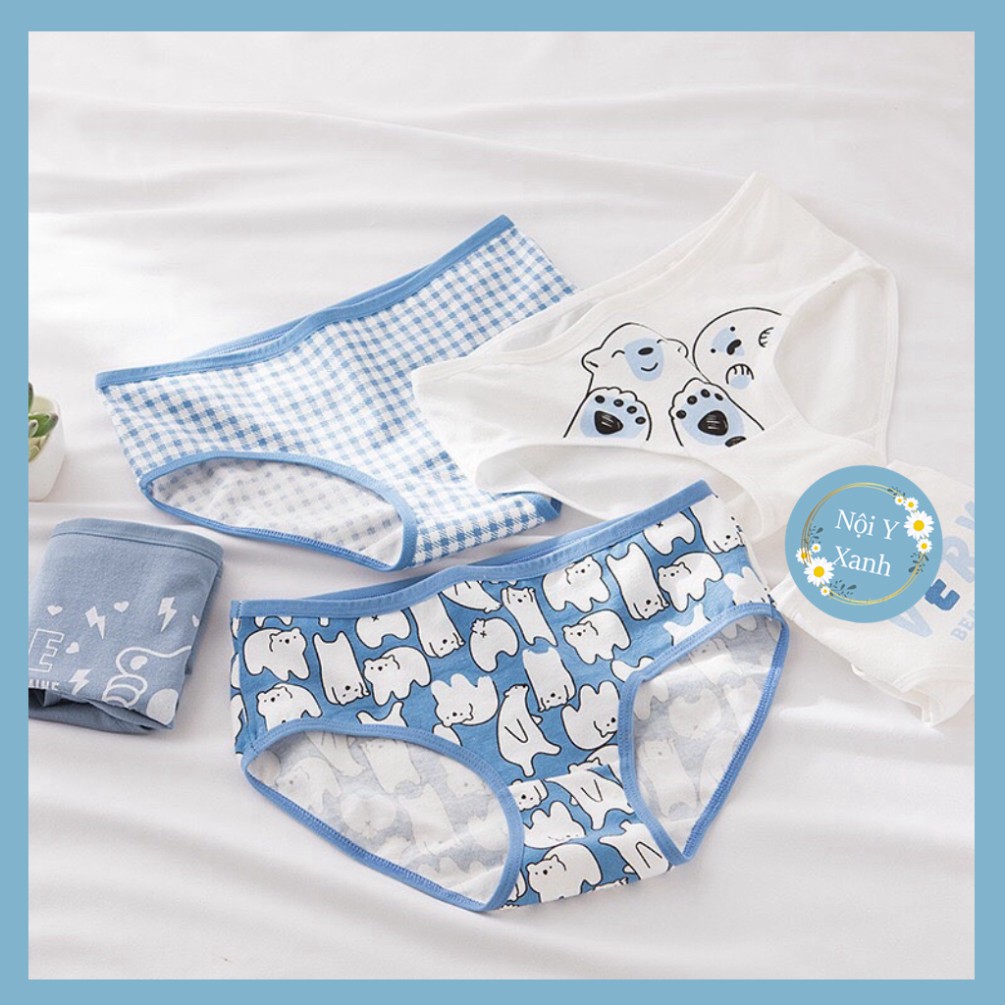 Quần Lót Nữ Dễ Thương Quần Lót Nữ Gấu Xanh Kháng Khuẩn 227 nội y xanh chất đẹp