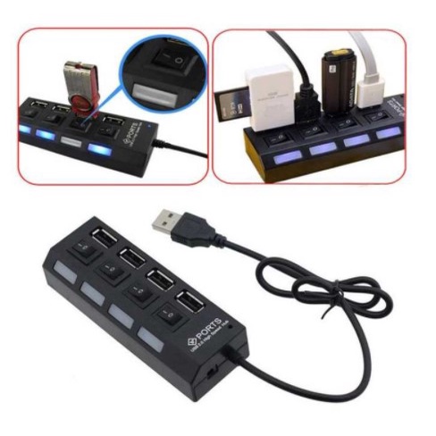 HUB Chia USB, Bộ chia 4 Cổng Usb, Có Công Tắc Và Có Đèn Led - Tiện Dụng Và Chất Lượng