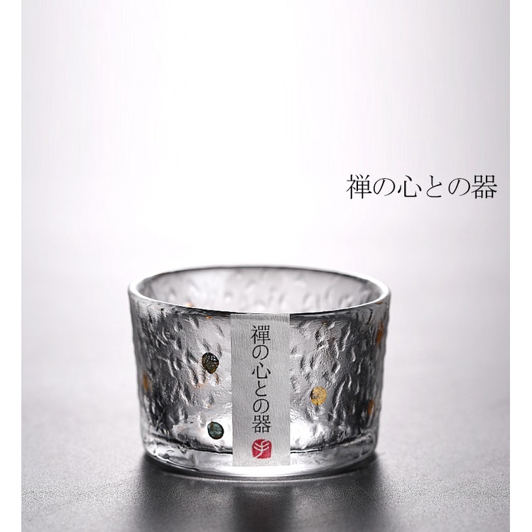 Chén Thủy Tinh Uống Trà Đạo Nhật Bản vảy vàng 18K