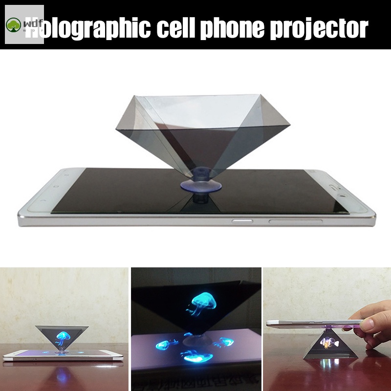 Máy chiếu mini hình kim tự tháp 3D bền bỉ thông dụng cho điện thoại thông minh
