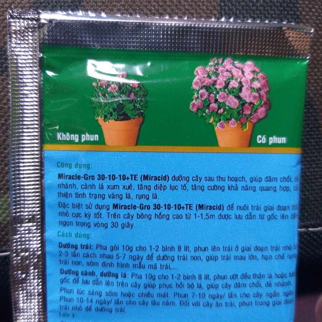 Phân bón lá NPK Miracle Gro 30-10-10+Te Dùng cho Hoa Hồng, Hoa Lan, tăng trưởng đẻ nhánh các loại cây trồng