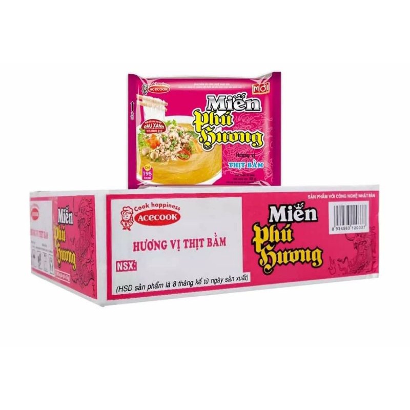 Thùng 24 gói miến phú hương vị thịt bằm date mới