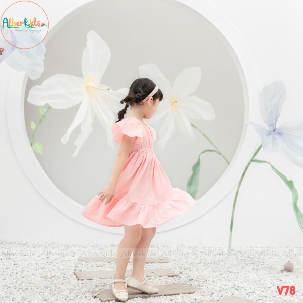 Váy bé gái ALBERKIDS  tay cánh tiên công chúa xinh đẹp cho trẻ em 2,3,4,5,6,7,8,9,10,11,12 tuôi[V78]