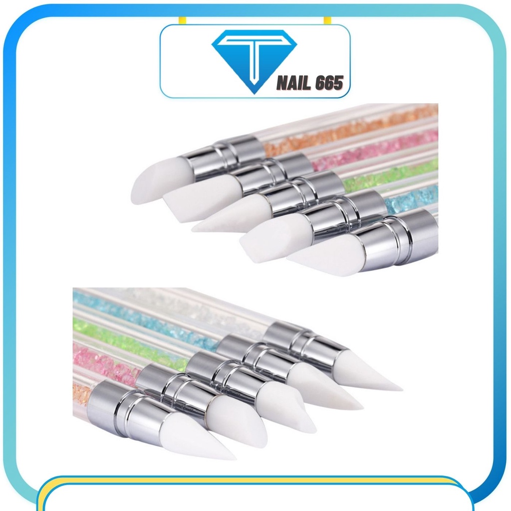Bút silicon nail , Bút nặn hoa 2 đầu Sét 5 cây