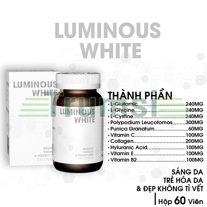 Viên Uống Trắng Da Giảm Nám Bổ Sung Collagen Chống Nắng Và Ngăn Ngừa Lão Hoá Luminous White USA Nhập Khẩu Chính Hãng