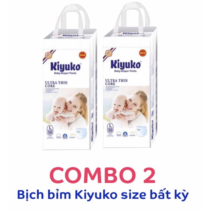 Combo 2 bịch (100 miếng) Bỉm quần Kiyuko size M L XL XXL XXXL