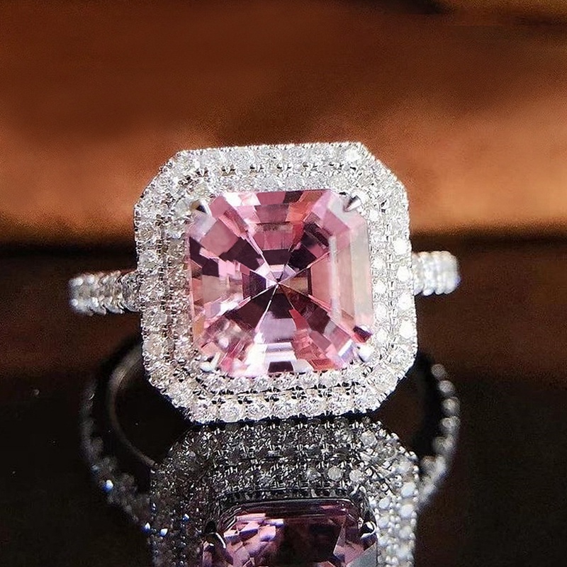 Nhẫn Đeo Tay Kim Loại Đính Đá Màu Hồng Sang Trọng Cho Nữ