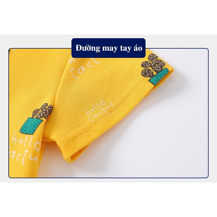 Áo Polo bé trai WELLKIDS  áo có cổ cho bé in hình ngộ nghĩnh QATE 604