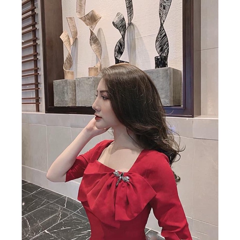 Đầm đi tiệc 🌷Hình thật 100%🌷Đầm xoè đỏ tay lỡ | BigBuy360 - bigbuy360.vn