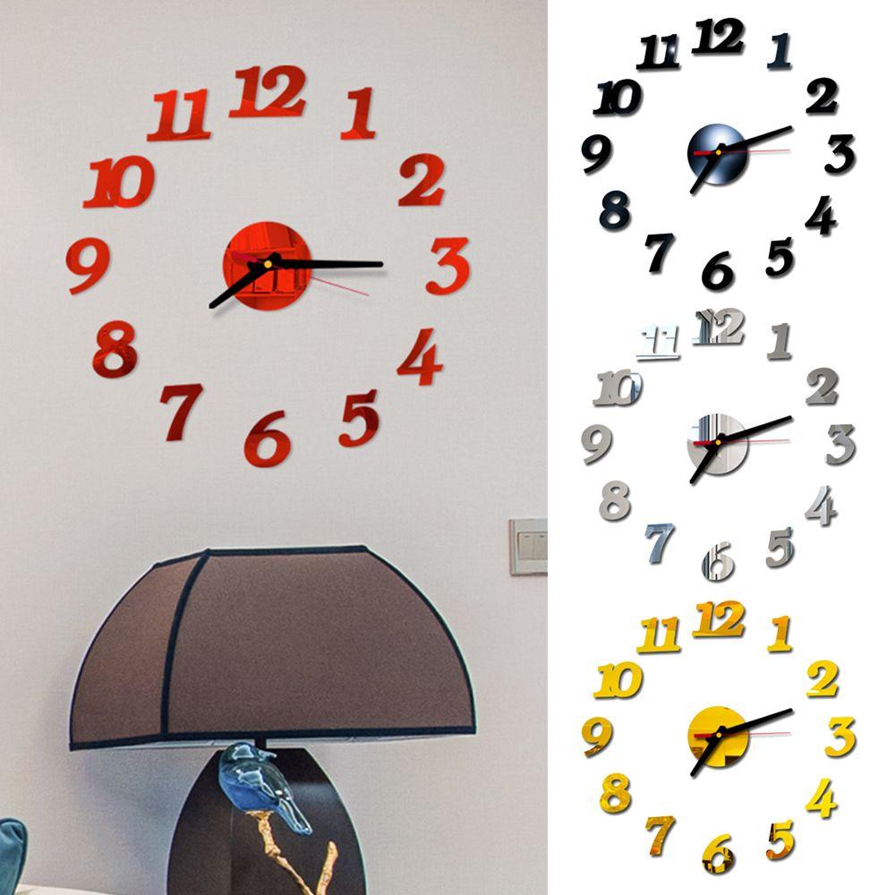 Đồng Hồ 3D Dán Tường Tự Dính Không Ồn Trang Trí Nhà Cửa Phong Cách Hiện Đại