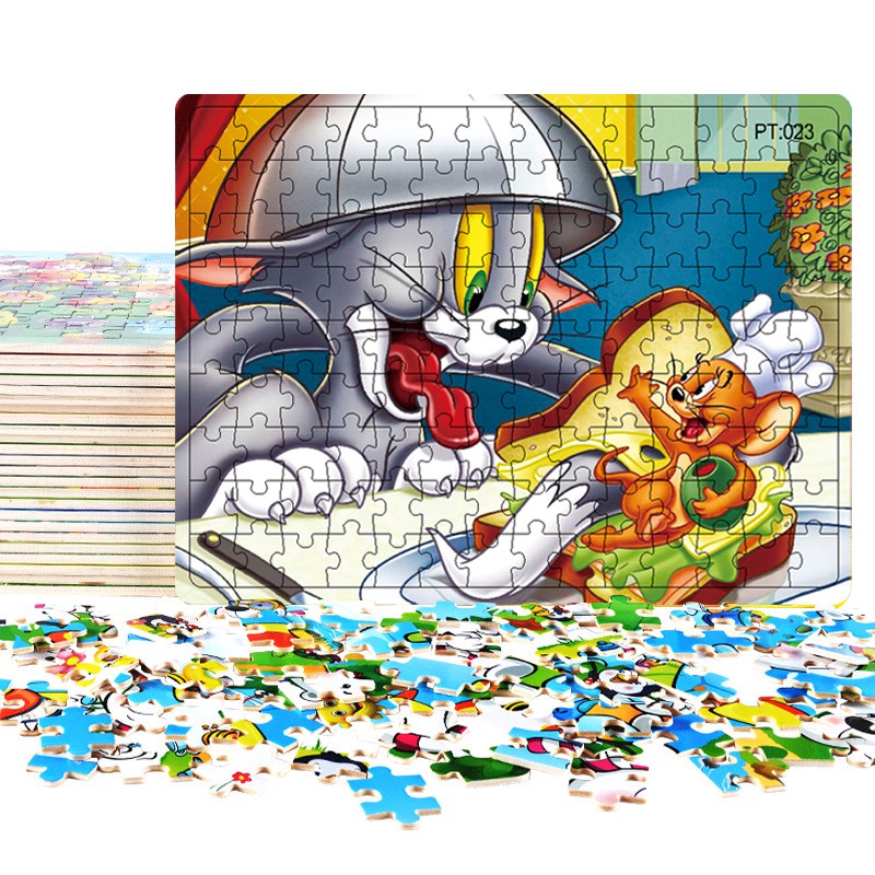 Bộ đồ chơi xếp hình 126 mảnh hoạ tiết mèo Tom dễ thương vui nhộn cho bé yêu