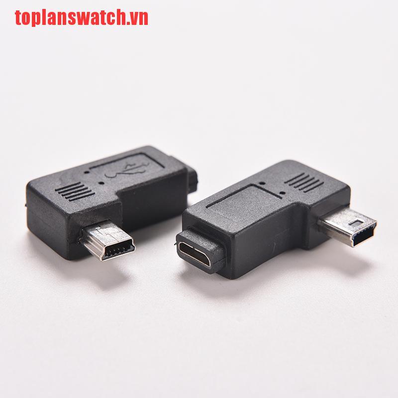 【toplanswatch】USB Micro 5Pin Female to Mini 5Pin Male 90 Degree Angle Adapter C