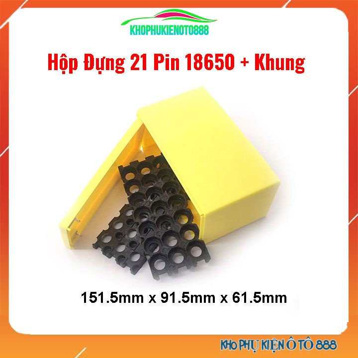 Hộp đựng 21 pin 18650 dự phòng kèm khung cố định pin 3*7