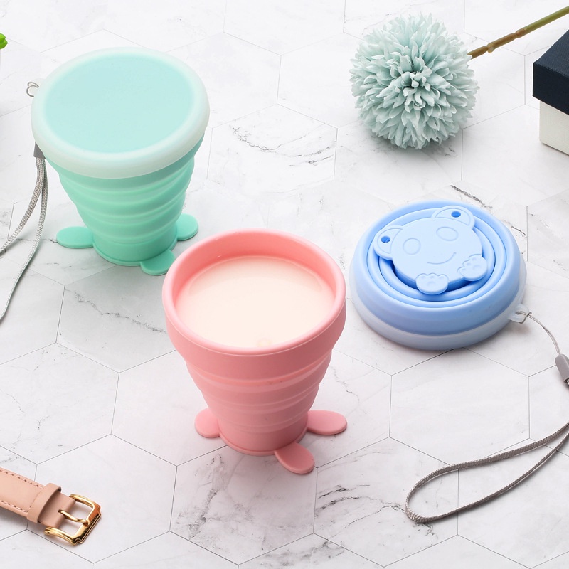 (HÀNG NHẠP) Ly Uống Nước Silicone Hình Chân Mèo Kèm Nắp Đậy, Cốc Gấp Gọn SILICON Chịu Nhiệt Cao Cấp