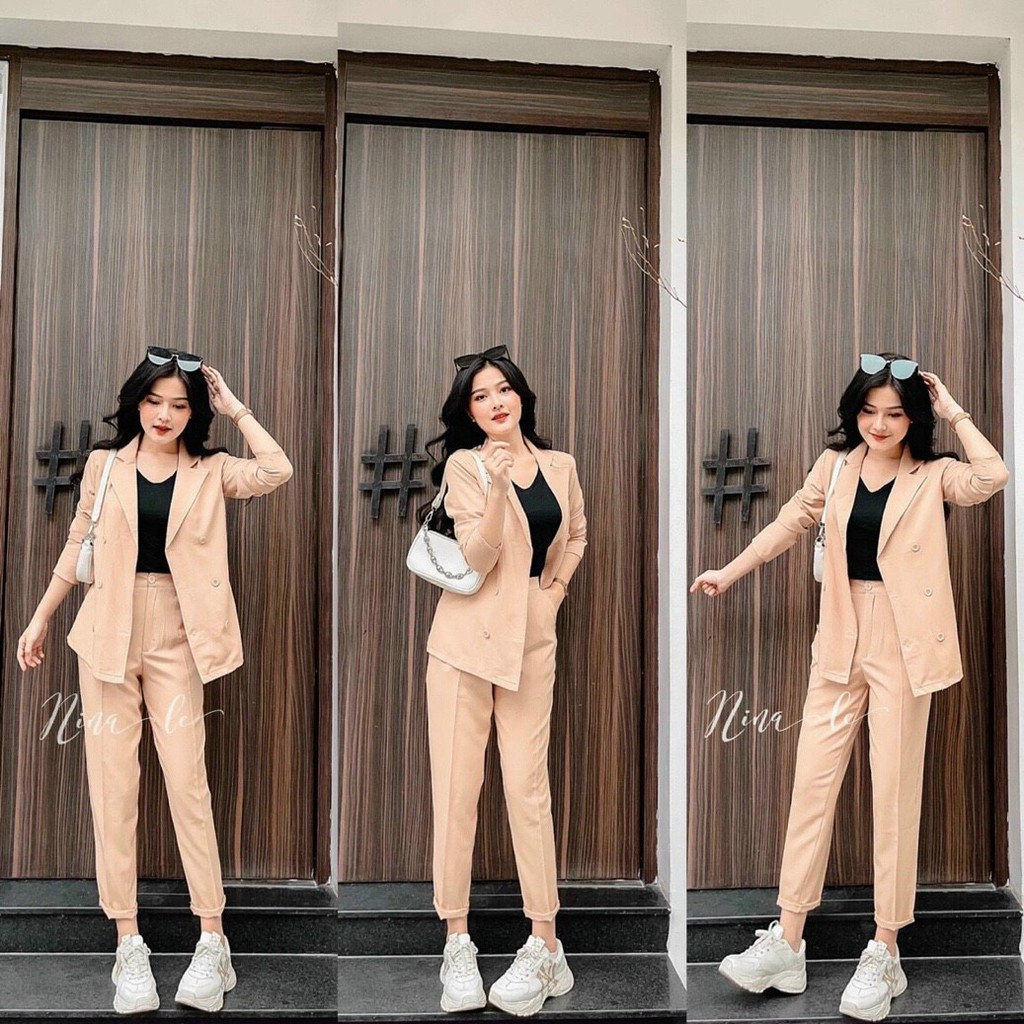 Set bộ áo vest và quần dài kèm áo trong xinh xắn