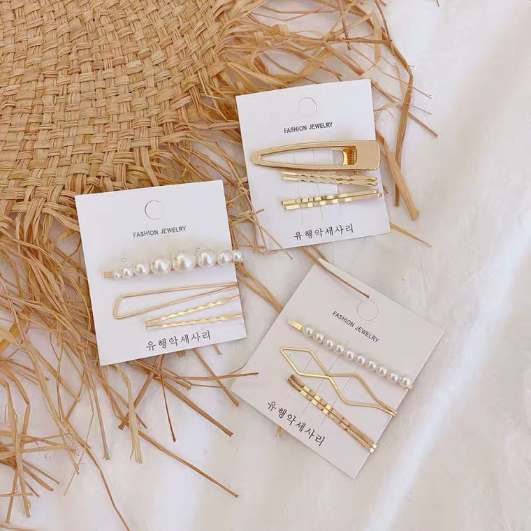 Set 9 Kẹp Tóc Ngọc Trai Thời Trang Hàn Quốc
