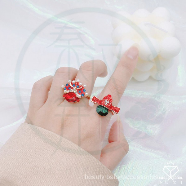 Đôi bông tai/ nhẫn họa tiết hoa kinh kịch Bắc Kinh phong cách cổ đại độc đáo thời trang năm mới