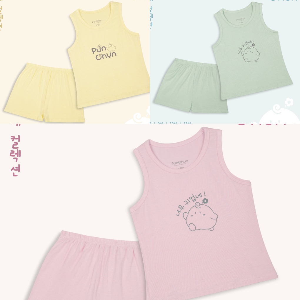 Bộ Quần Áo Ba Lỗ Punchun Màu Paster - Quần Áo Bé Trai, Bé Gái (Size Từ 9 Tháng Đến 4 Tuổi)