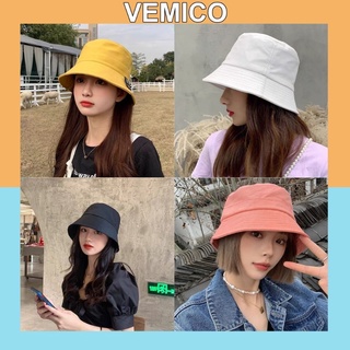 Mũ bucket Vemico trơn tròn vành nhiều màu phong cách unisex MD10