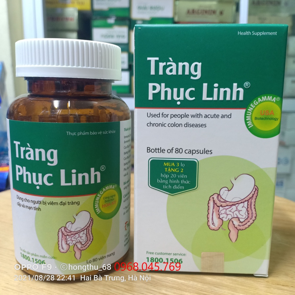 Tràng Phục Linh xanh hộp 80 viên giúp bảo vệ niêm mạc đại tràng