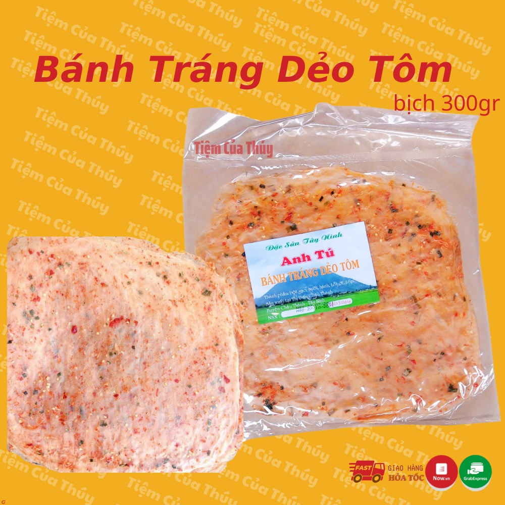  Bánh tráng dẻo tôm Anh Tú bịch 300gr loại ngon nhất ăn liền , làm bánh trãng cuốn bơ