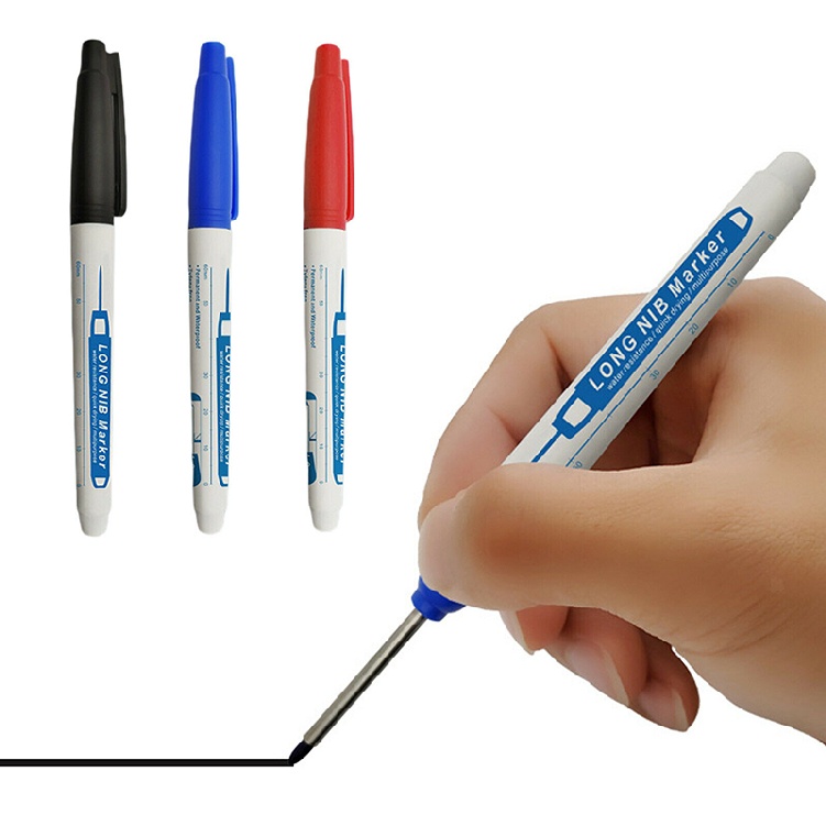 New 3pcs Long Head Marker Pens Waterproof Permanent Colorful Deep Hole Pen
