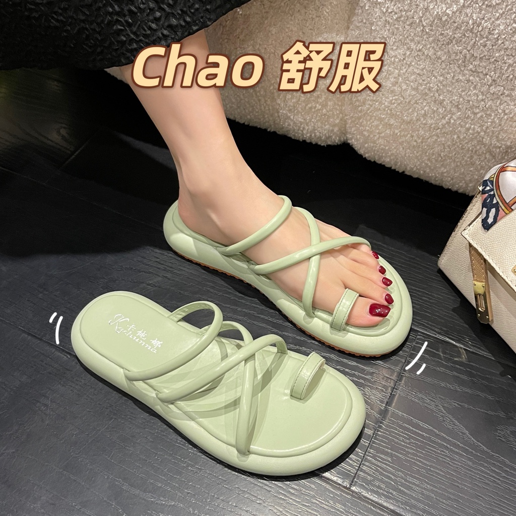 Xăng đan Búp Bê Dây Chéo Đế Bệt Thoải Mái Dễ Thương Dành Cho Bạn Nữ Mặc Khi Đi Biển