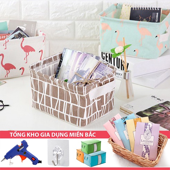 [Tổng Kho Sỉ] Giỏ Vải Đựng Đồ Decor - Đựng Mỹ Phẩm Cứng Cáp Hộp Vuông - Size 20cm (Chọn Mẫu)