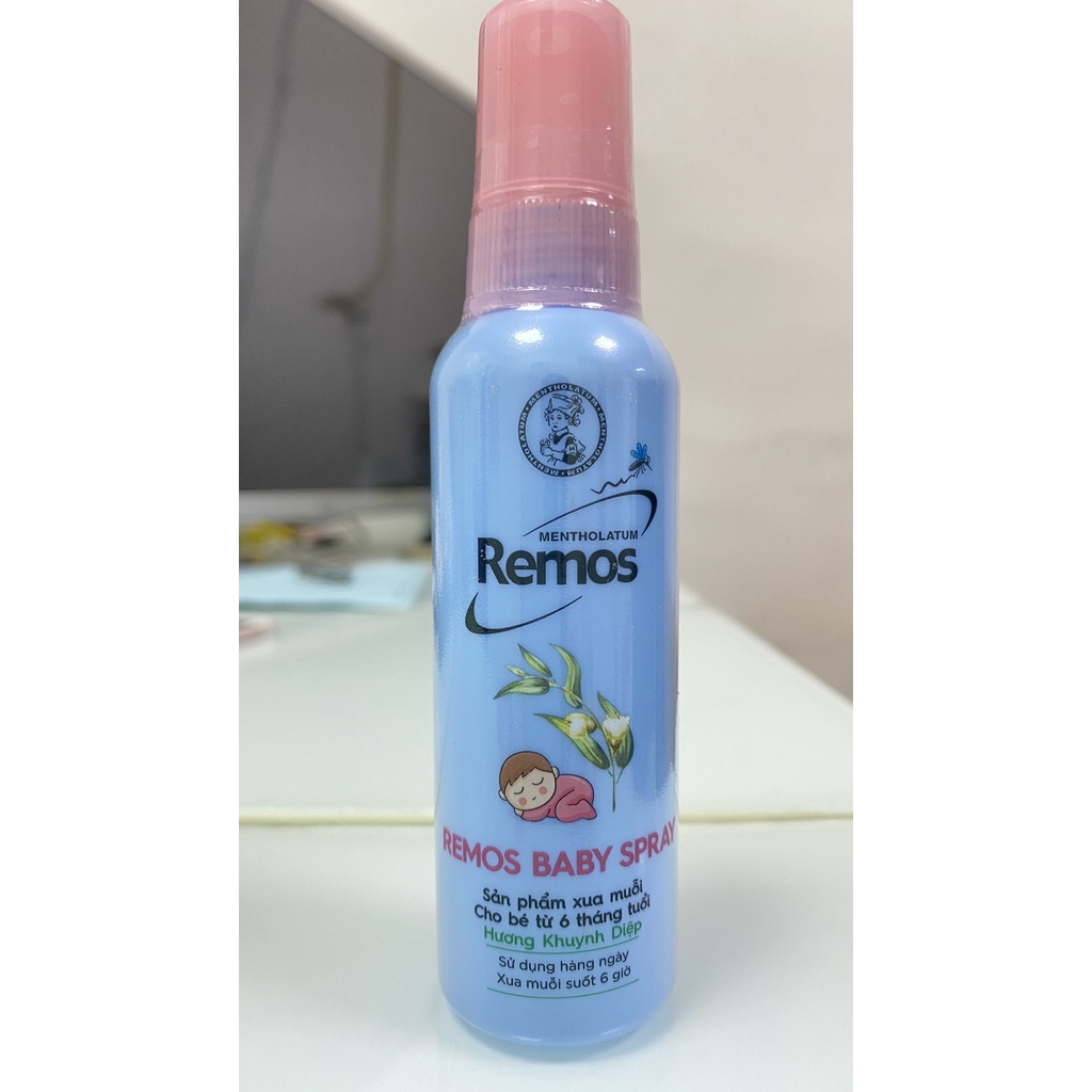Xịt Chống Muỗi Remos Mentholatum Hương Khuynh Diệp Cho Bé Từ 6 Tháng Tuổi.Chai 60ml