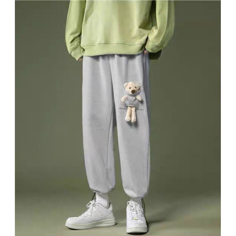 ❤️ QUẦN NỈ ❤️ QUẦN DÀI NAM NỮ PHỐI TÚI KÈM GẤU BÔNG THÁO RỜI ĐƯỢC - ỐNG RỘNG - CHÂN BO GẤU CÓ DÂY RÚT | BigBuy360 - bigbuy360.vn