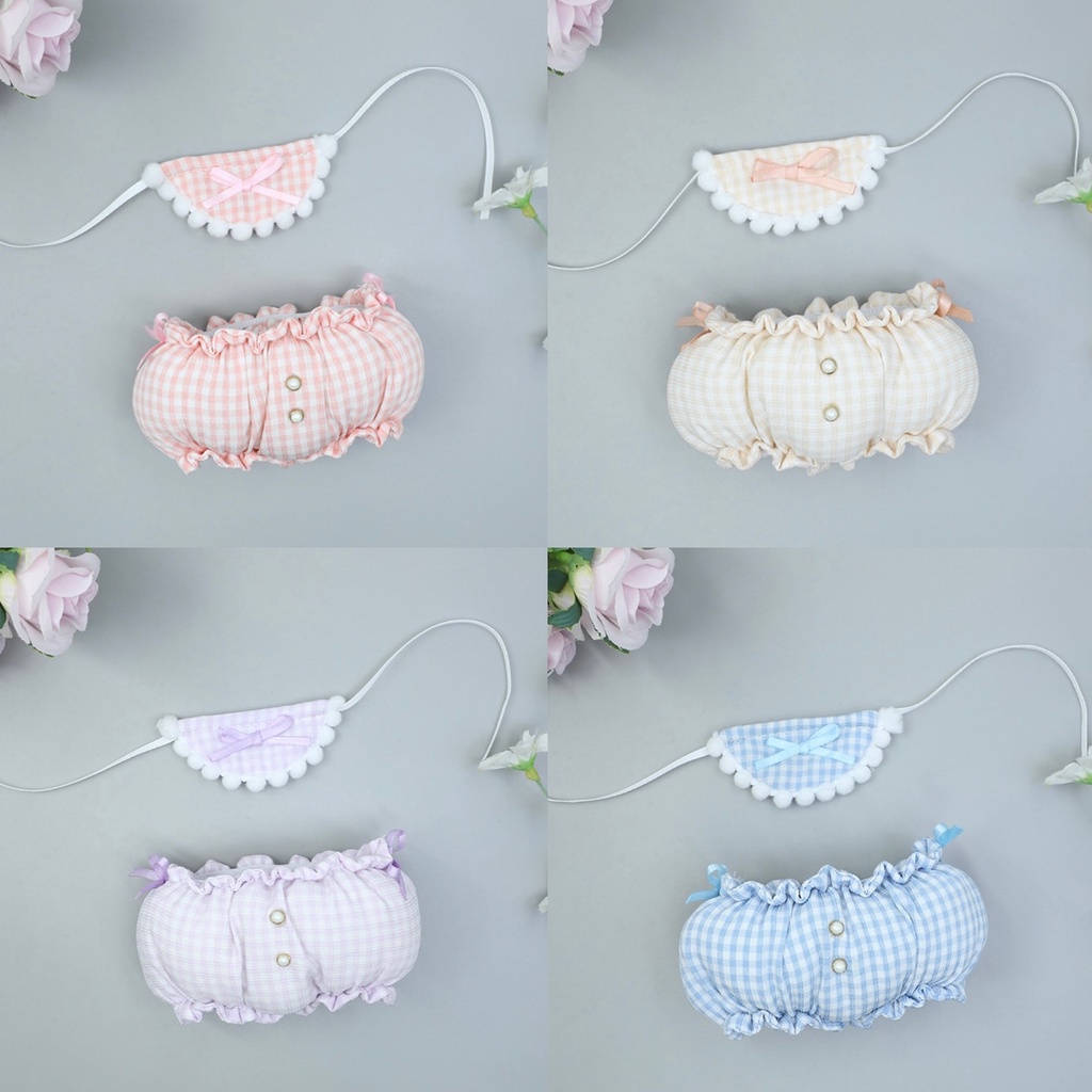 Outfit cho Doll 20cm - Set Quần bánh mì + Yếm cổ / tủ đồ Taobao