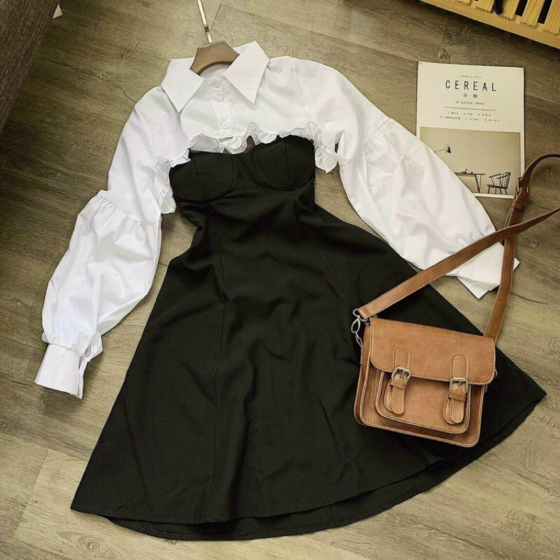 SET 2 IN 1 VÁY 2S KÈM SƠMI