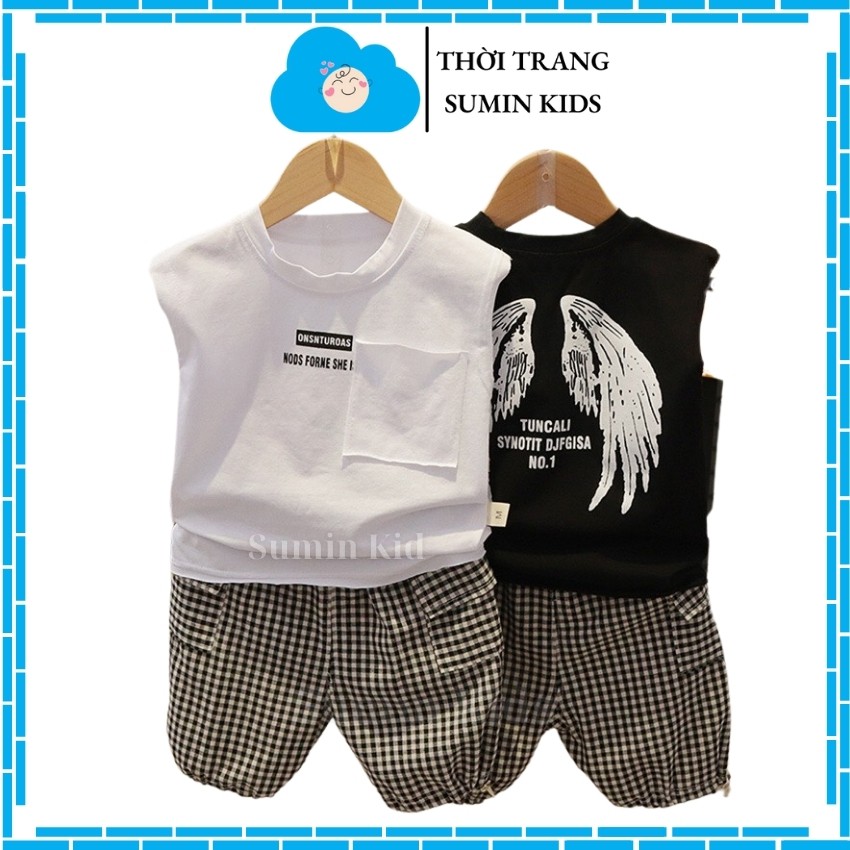 Bộ bé trai mùa hè phong cách mẫu sét bé trai sành điệu SUMIN KIDS