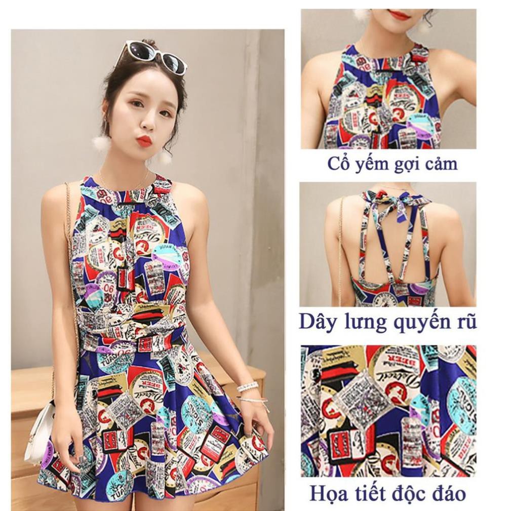 Áo tắm nữ áo bơi nữ liền mảnh giấu bụng cổ yếm buộc dây lưng trần gợi cảm MH1745  ཾ ་ | BigBuy360 - bigbuy360.vn