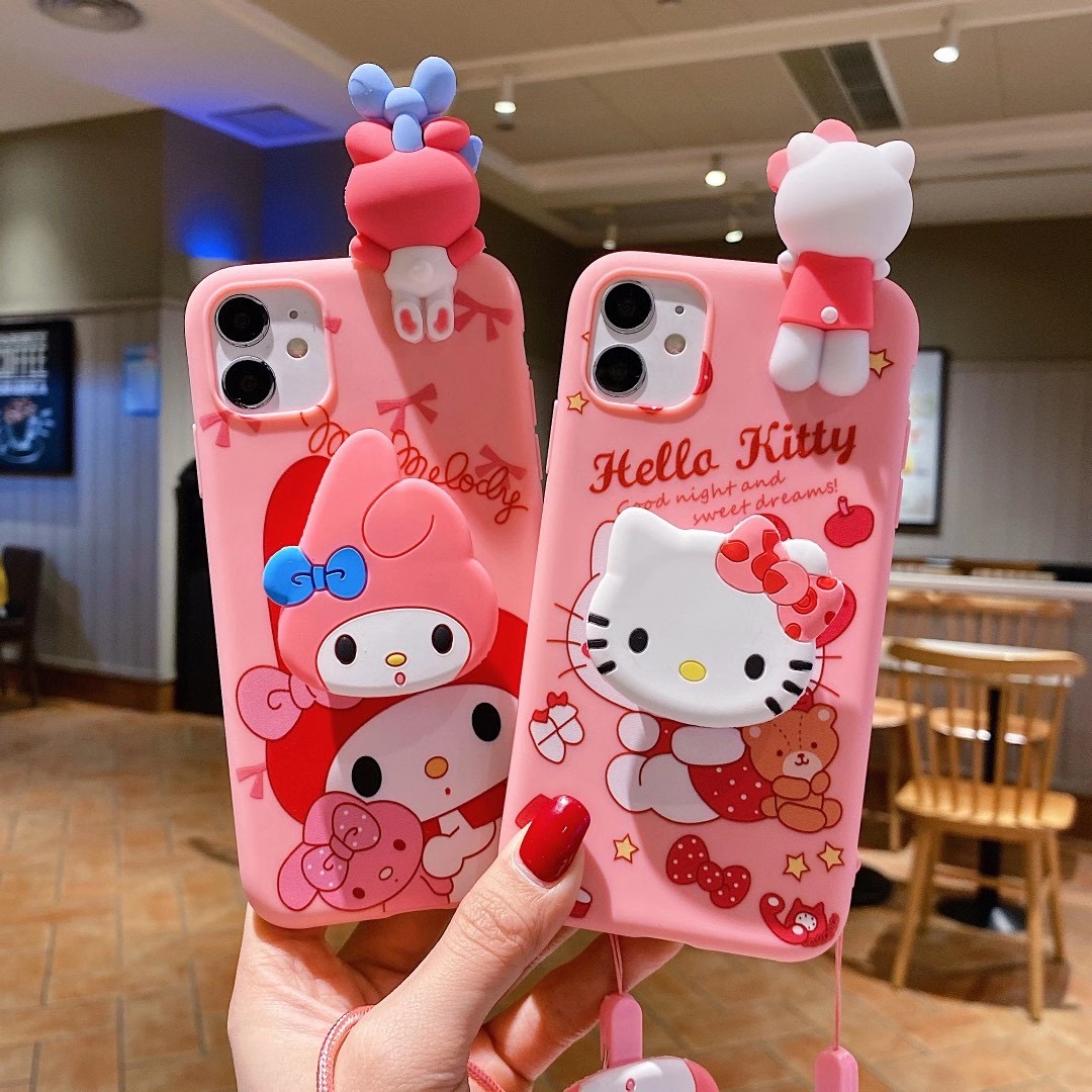 Ốp điện thoại Hello Kitty MY Melody 3D có giá đỡ dây đeo SamsungJ3 J5 J7 2016 J5 J7 Pro J2 J5 J7 Prime J4 J4+J6 Plus J8