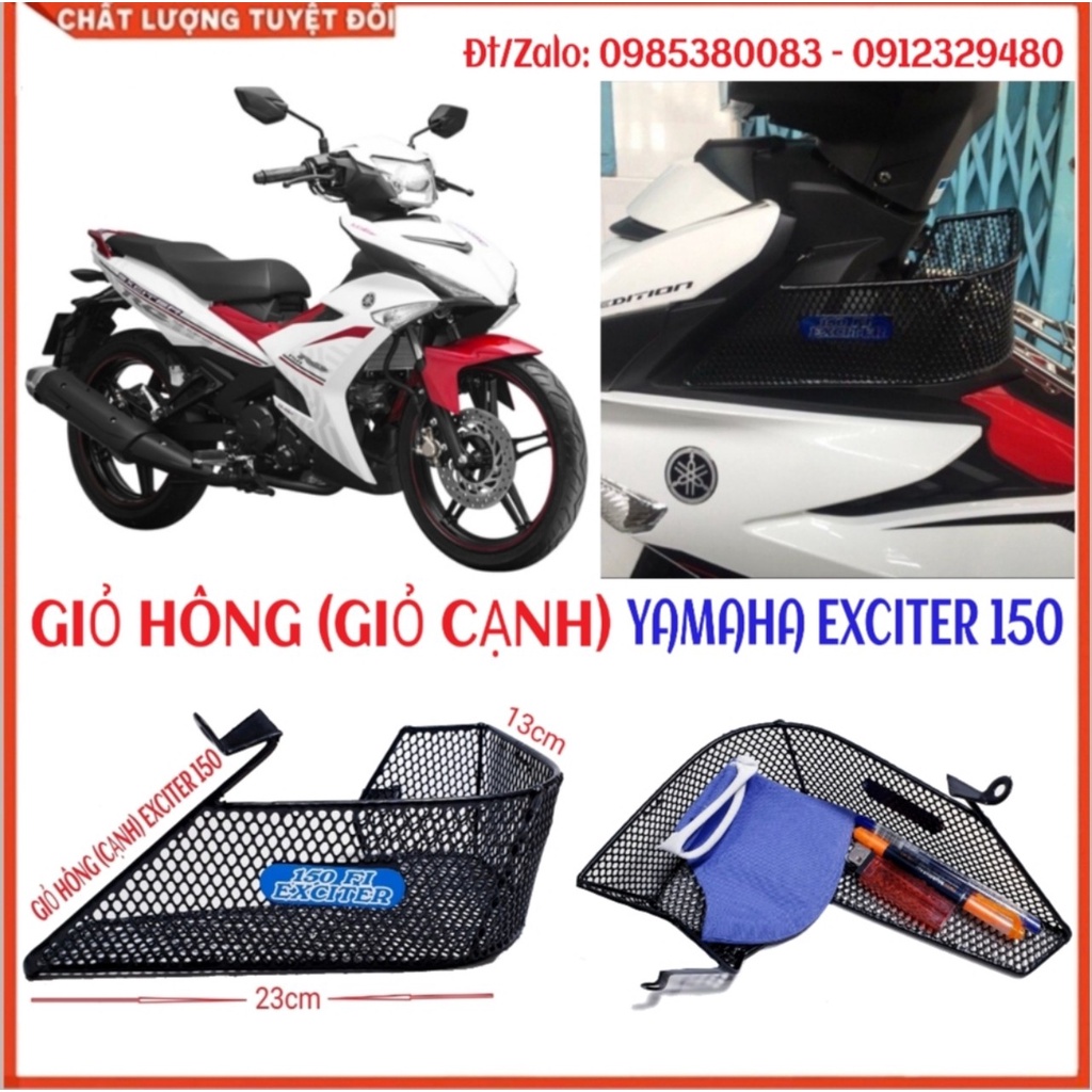 Giỏ Cạnh - Rổ Hông Exciter 150, Ex150, Exciter 50cc, Ex 50cc- Lưới Thép Nhúng Nhựa Đen (SP tự chụp)