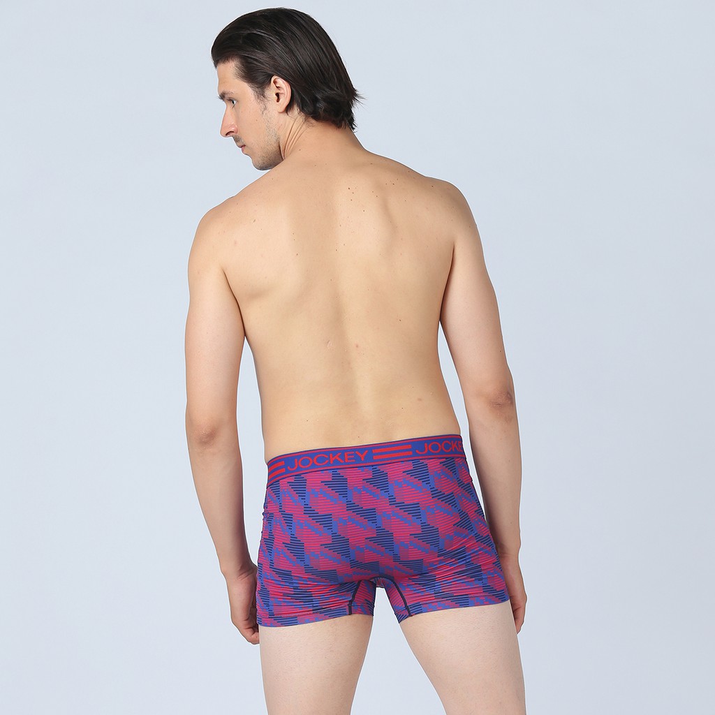 Quần Lót Nam Jockey Dáng Trunk Boxer Họa Tiết Thun Lạnh Xanh In Đỏ Kháng Khuẩn Cao Cấp - J7387