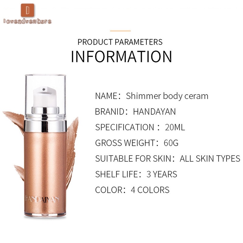 LV△ Liquid Body Highlighter Long-lasting Shine Brighten Glitter Shimmering Body Cream | BigBuy360 - bigbuy360.vn