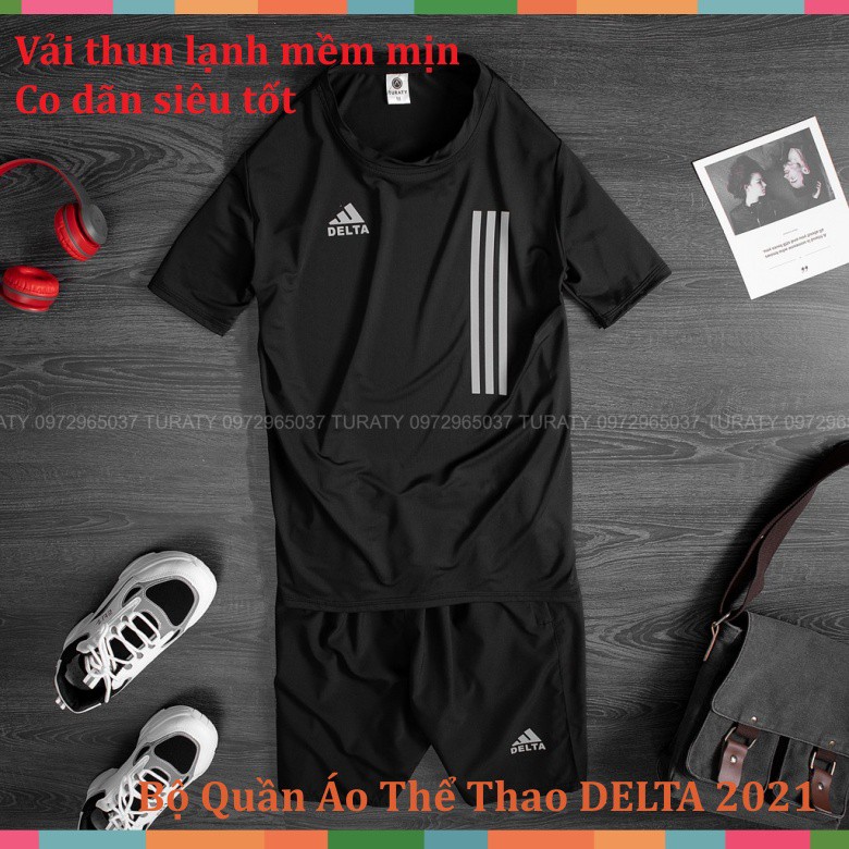 Bộ Thể Thao Nam DELTA Thun Lạnh Vải Trơn Cổ Tròn 4 Chiều Cao Cấp | Áo Quần Nam Đẹp plush_store87