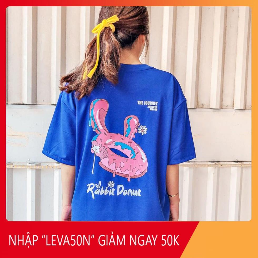Áo Thun Tay Lỡ Phom Rộng, Unisex nam nữ 45-80kg, Rabit Donut