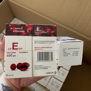 sản phẩm vitamin e 400iu đỏ của Nga ( lọ thuỷ tinh 30v) HSD 01/2023