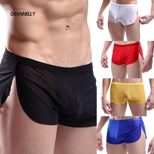 Quần lót boxer phối ren xuyên thấu gợi cảm cho nam