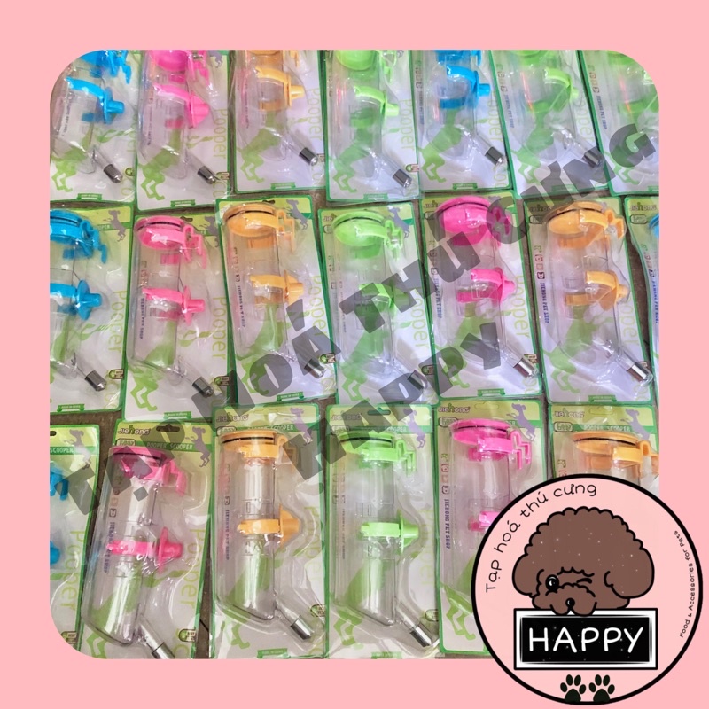 HOẢ TỐC |  Bình nước 500ml gắn chuồng cho thú cưng / Bình bi 2 đai treo chuồng chó mèo - Tạp Hóa Thú Cưng Happy