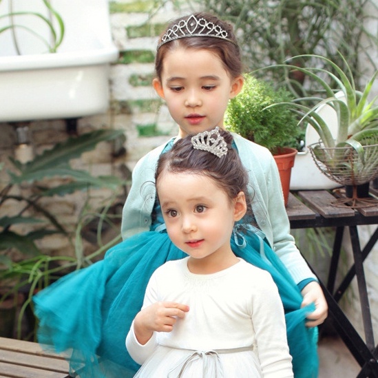 Vương miện bé gái đính đá đáng yêu phong cách công chúa