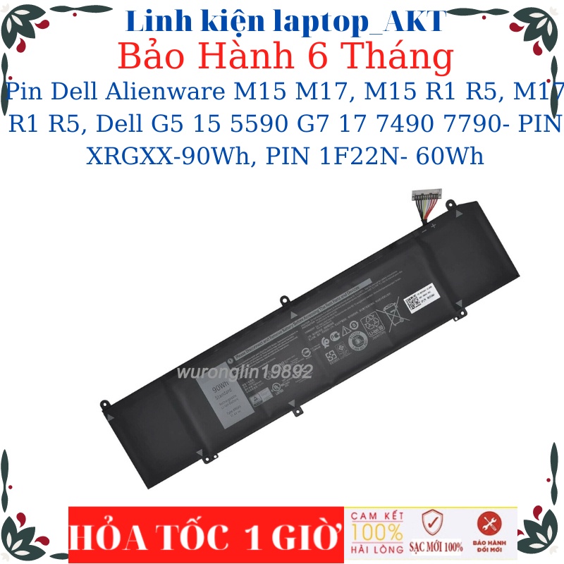 Pin laptop Dell Alienware M15 M17, M15 R1 R5, M17 R1 R5, Dell G5 15 5590 G7 17 7490 7790- PIN XRGXX-