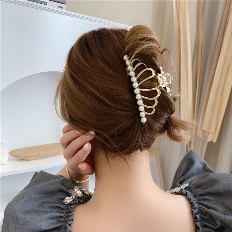 Haimeikang Kẹp tóc bằng hợp kim đính ngọc trai giả thời trang xinh xắn cho nữ